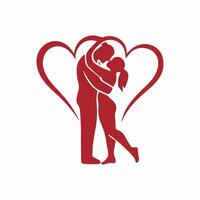 a man and woman are hugging in a heart shape vector