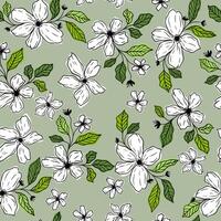 Seamless white flowers of apple or differennt spring flowers. Bright spring pattern vector