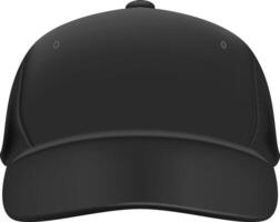 Classic black baseball cap isolated on a white background, offering a clean and versatile design for casual wear or promotional purposes, embodying simplicity and style vector