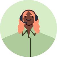 Friendly customer service representative with headset is smiling, providing professional assistance and support, ensuring customer satisfaction vector
