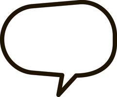 Simple black outline of a rounded empty speech bubble pointing downwards, symbolizing conversation, discussions, and the expression of thoughts or ideas vector