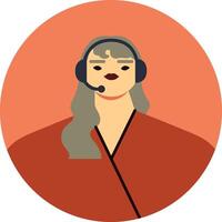 Friendly female call center agent providing exceptional support and answering customer inquiries while wearing a headset in a modern communication center filled with technology vector