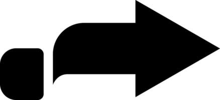 Minimalist black arrow pointing right, accompanied by a rounded square on the left, set against a clean white background, effectively indicating direction and movement vector
