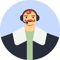 Customer service representative assisting clients, providing support and answering questions with a headset and microphone, delivering excellent customer service vector