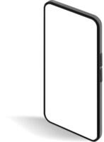 Modern smartphone with blank white screen displaying, perfect for showcasing apps or websites, with a sleek design and casting a shadow on a clean white background vector