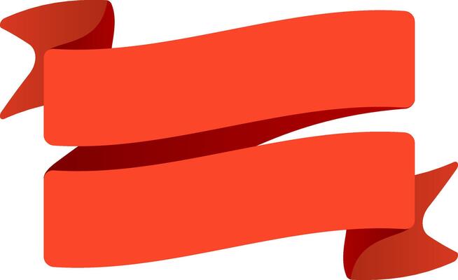 Two slightly waving red ribbons are overlapping each other, creating an ideal space for adding custom text or design elements on a clean white background