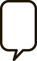 Simple black outline of a rounded rectangular speech bubble with a pointed tail extending downwards, offering a clean and modern design for communication and messaging purposes vector