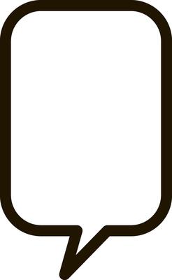 Simple black outline of a rounded rectangular speech bubble with a pointed tail extending downwards, offering a clean and modern design for communication and messaging purposes