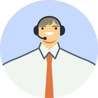 Friendly customer service representative is wearing headset and assisting clients with their inquiries, providing professional support and solutions vector