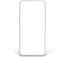 Modern white smartphone featuring a blank screen, providing ample copy space for displaying mobile apps or website designs. Perfect for showcasing digital innovation and user interface concepts vector