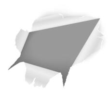 Torn sheet of white paper creating a dramatic ripped effect, revealing a textured gray surface underneath, enhancing the layered visual appeal and adding depth to the composition vector