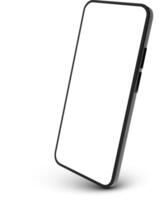 Sleek black smartphone showcasing a blank white screen, perfect for displaying mobile app interfaces, websites, or digital content, against a clean white background vector