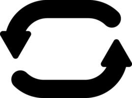 Two curved black arrows rotating in a circular motion, representing a continuous process and embodying the concept of a circular economy with endless flow and transformation vector