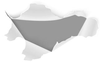 Torn sheet of white paper creating a striking ripped effect, revealing a textured gray background underneath, offering ample space for text or creative design elements vector