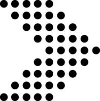 Black dots of increasing and decreasing size are forming a zigzag shape pointing towards the right down corner against a white background, creating an abstract and dynamic visual pattern vector