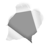 White sheet of paper featuring a large ripped hole, revealing a gray background and creating a striking frame with ample copy space for text or design elements vector