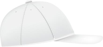 Realistic white baseball cap template featuring front and side views, ideal for displaying designs or logos, set against a clean, isolated white background for effective presentation vector