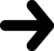 Bold black arrow pointing towards the right, symbolizing direction, navigation, progress, and forward movement in a simple and clear visual representation vector