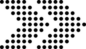 Black dots of increasing size forming arrows pointing in different directions on a white background create a dynamic and abstract visual pattern vector