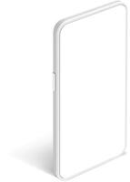 White smartphone featuring a blank screen and casting a shadow on a clean white background, offering ample opportunity for design or app presentation with a modern touch vector