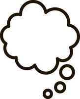 Empty thought bubble with a thick black outline and three small circles representing the thinking process, conveying brainstorming, creativity, and communication vector
