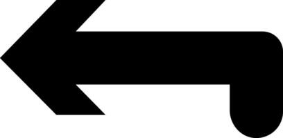 Simple black arrow pointing left with a rounded end on a clean white background, serving as an effective symbol for indicating direction, movement, or navigation choices vector