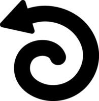 Counterclockwise rotating arrow creating a black spiral shape, symbolizing concepts like return, restart, rewind, cycle, repetition, and undo, while embodying motion and fluidity vector