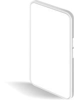 Modern white smartphone with blank screen casting a shadow is standing on a white background, perfect for showcasing mobile apps or websites vector