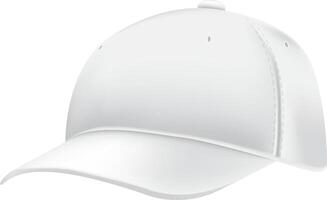 Classic white baseball cap featuring a front view, ideal for displaying designs or logos. Curved visor and breathable eyelets enhance comfort and style for casual wear vector