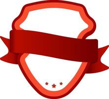 Red ribbon wrapping around an empty shield decorated with three red stars, creating a festive and celebratory design, ideal for promotional or award related projects vector