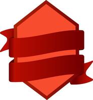 Two elegant red ribbons gracefully wrapping around a hexagonal shape, forming a sophisticated and visually striking design perfect for various promotional and decorative purposes vector