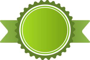 Round green blank sticker or badge featuring scalloped edges and a ribbon banner, showcasing a simple yet elegant design ideal for various marketing and promotional needs vector
