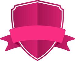 Pink shield with white border featuring a horizontal ribbon, conveying concepts of protection, security, and reliability, ideal for logos and branding vector