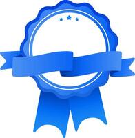 Blue blank award ribbon featuring three stars and ample copy space, representing achievement, quality, and recognition for excellence in various competitions and contests vector