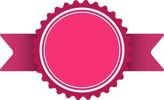Pink round award ribbon with copy space representing achievement, success, ranking, first place, winner, guarantee and quality, isolated on white background vector