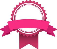 Pink blank award ribbon and seal celebrating success, offering ample copy space for personalized messages. Creating a festive and congratulatory atmosphere for achievements and victories vector