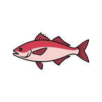 Flat illustration of a snapper with reddish-pink body, angular fins, sleek minimal design, clean modern aesthetic vector