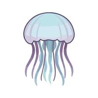 Stylized flat illustration of a jellyfish with soft blue and purple tones, minimalistic design, modern aesthetic, clean background vector