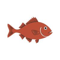 Flat illustration of a rockfish with reddish-brown body, angular fins, sleek and minimal design, modern aesthetic vector