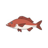 Flat illustration of a rockfish with reddish-brown body, angular fins, sleek and minimal design, modern aesthetic vector