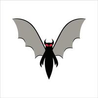 Mothman Flat Illustration, Stylized Cartoon, Large Wings, Red Eyes, Minimal Design, Modern Aesthetic vector