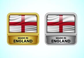 Made in England label icon in gold and silver color. Flag icon set for business vector