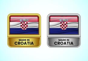Made in Croatia label icon in gold and silver color. Flag icon set for business vector