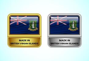 Made in British Virgin Islands label icon in gold and silver color. Flag icon set for business vector