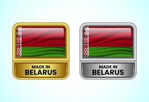 Made in Belarus label icon in gold and silver color. Flag icon set for business vector