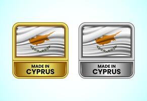 Made in Cyprus label icon in gold and silver color. Flag icon set for business vector