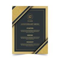 17th anniversary menu design template vector