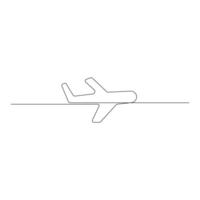 Continuous Aeroplan Line Art Design Minimalist One Line Aircraft Drawing vector