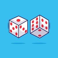 Two dice or cube illustration icon mascot symbol object on blue background with flat cartoon concept vector