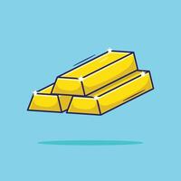 Flat illustration of fine and pure gold bar icon mascot symbol for web. Gold bullion cartoon with simple color and concept vector